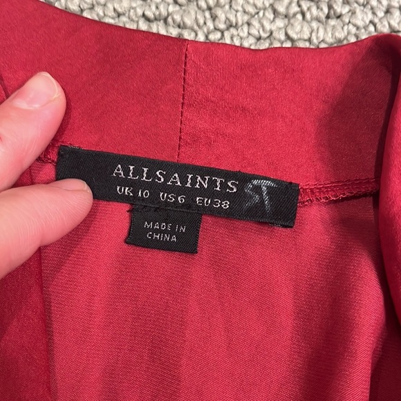 all saints raspberry silk dress  6 - Picture 7 of 8